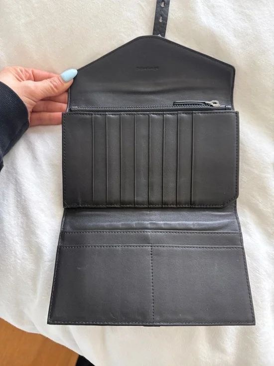 Mackage Black Leather Envelope Wallet with Silver Chevron Accents - Picture 3 of 4